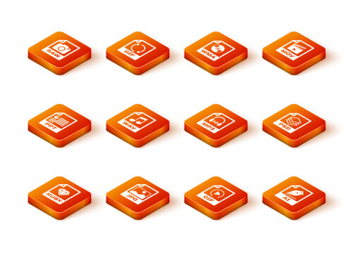 Set RUBY file document, JPG, PPT, WAV, GIF and MP3 icon. Vector