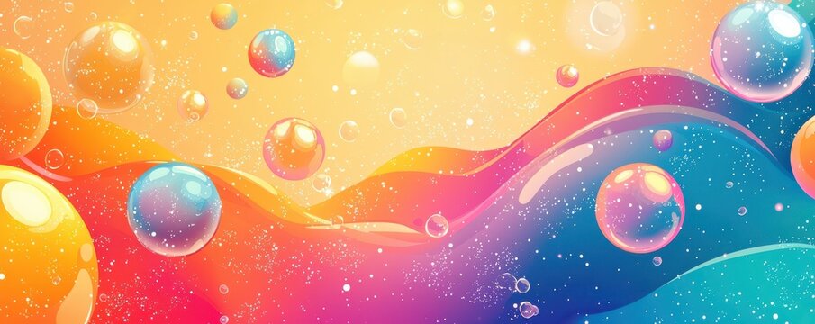 Vibrant abstract background with colorful bubbles and flowing waves