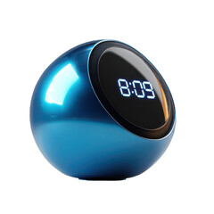 Blue digital alarm clock isolated on a transparent background