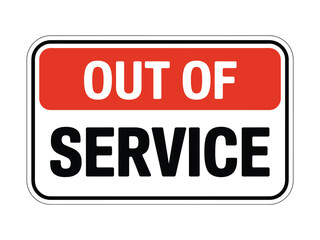A red and white 'Out of Service' sign indicates a temporary closure or malfunction.