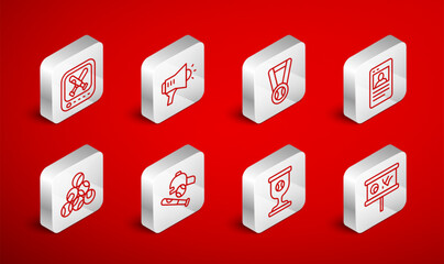 Set line Planning strategy, Megaphone, Medal with baseball ball, Baseball card, Award cup, Monitor game, bat hat and icon. Vector