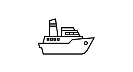 Obraz premium Minimalist vector illustration of a passenger ship ready to travel around the world