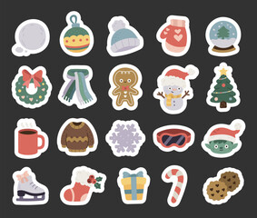 Winter set in scandinavian style featuring cozy clothing, festive decorations, delicious cookie, cheerful snowmen, christmas trees, and traditional holiday gifts for warm celebration