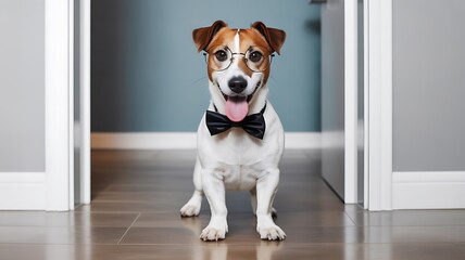 Jack Russell Terrier Puppy Sitting on White Background