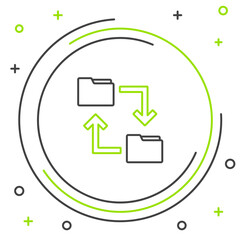 Line Cloud storage text document folder icon isolated on white background. Colorful outline concept. Vector