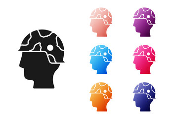 Fototapeta premium Black Army soldier icon isolated on white background. Set icons colorful. Vector