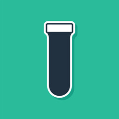 Blue Test tube and flask chemical laboratory test icon isolated on green background. Laboratory glassware sign. Vector