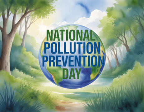 watercolor globe art design for pollution prevention campaign