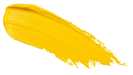 textured abstract yellow color paint stroke isolated on transparent background, png