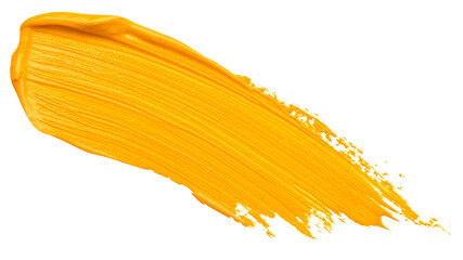 textured abstract yellow orange color paint stroke isolated on transparent background, png