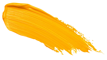 textured abstract yellow orange color paint stroke isolated on transparent background, png