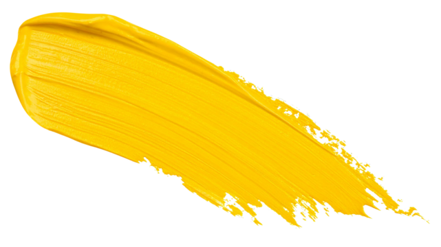textured abstract yellow color paint stroke isolated on transparent background, png - Powered by Adobe