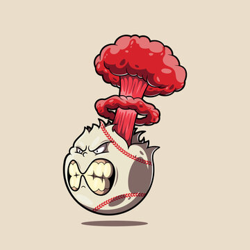 Crazy Baseball Monster, Energy Blast Vector illustration. Sports, games design concept.