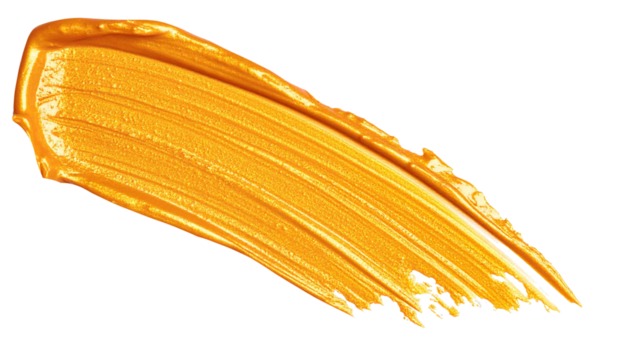 textured abstract amber color paint stroke isolated on transparent background, png - Powered by Adobe