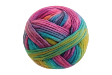 Colorful yarn ball showing knitting craft on transparent background