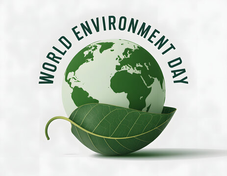eco friendly world environment day emblem with globe and leaf - Powered by Adobe
