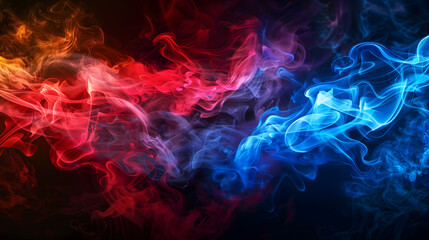 Abstract Blue and red fire smoke  movement on black modern background