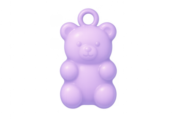 Purple teddy bear plastic charm pendant