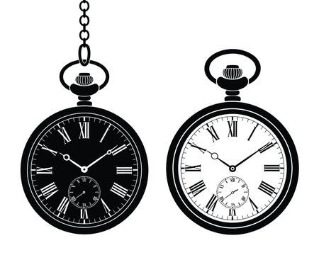 Classic and modern style pocket watch vector icon illustrations