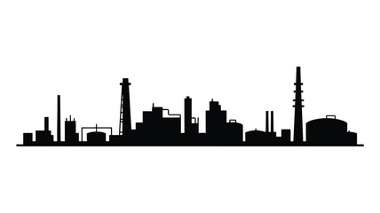 Obraz premium Industrial factory complex silhouette representing production