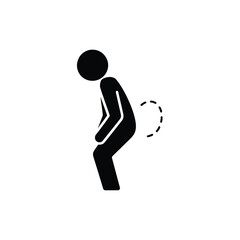 Black silhouette icon of person experiencing flatulence or abdominal discomfort