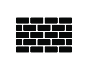 Simple black silhouette icon of a brick wall pattern isolated on a white background
