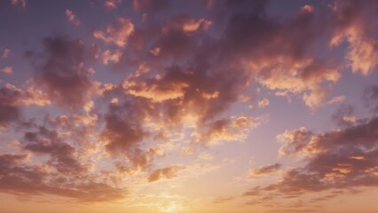 Dramatic sunset sky with vibrant orange, pink, and purple clouds at dusk