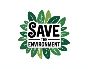 minimal nature conservation logo with leafy save the environment message