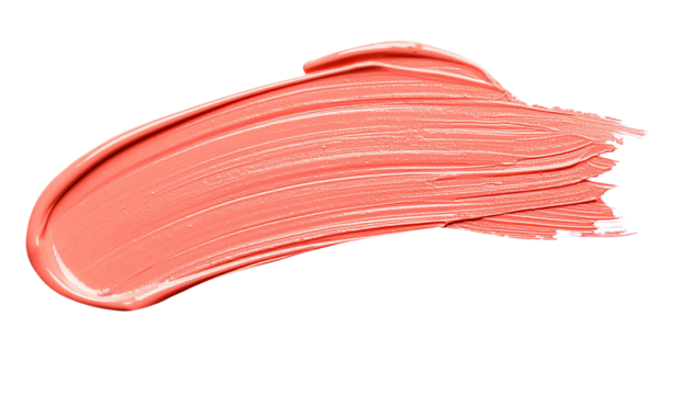 textured abstract coral color paint stroke isolated on transparent background, png
