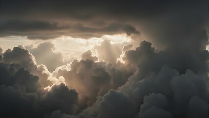 Dramatic Sky with Sunlight Piercing Through Dark Storm Clouds