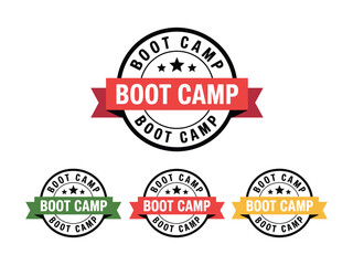 Fototapeta premium Boot camp emblem featuring the words 'Boot Camp' with stars and a ribbon.