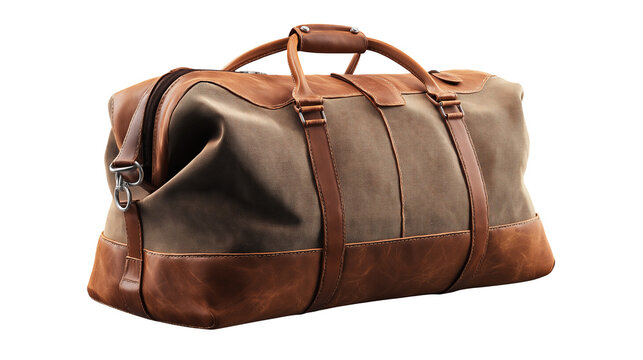 A brown leather handbag with elegant design and sturdy straps, isolated on white background or transparent png for stylish product display. - Powered by Adobe