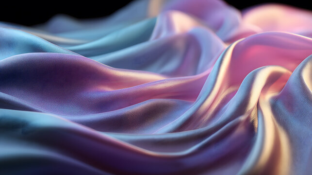 Purple and light blue silk fabric as background closeup