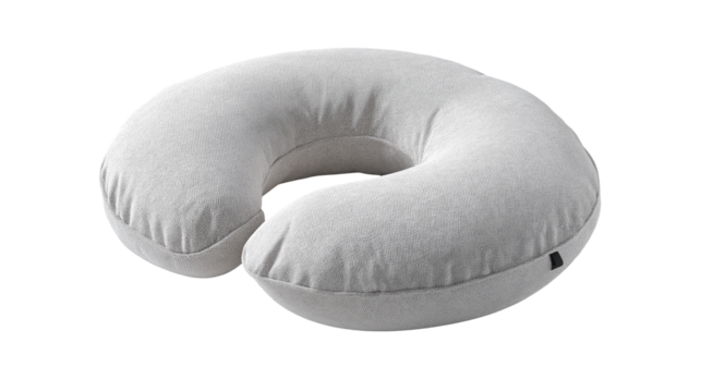 Neck pillow isolated on white background or transparent png, ergonomic travel accessory providing comfort and support for head and neck.