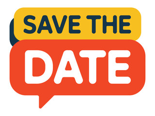Save the date announcement with bold typography on a white background.