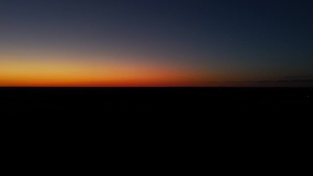 Aerial landscape of desert sunset land in rural historic US route 66 Hext Texas Menard County TX