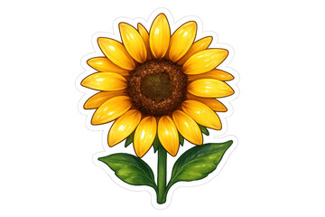 Fototapeta premium Blooming sunflower sticker creating a positive summer feeling