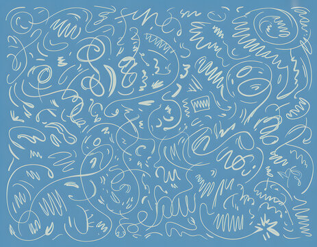 hand drawn squiggle texture blue doodle background illustration