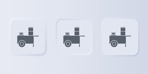 Grey Fast street food cart icon isolated on grey background. Urban kiosk. Set icons in square buttons. Vector