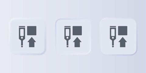 Grey Medical digital thermometer for medical examination icon isolated on grey background. Set icons in square buttons. Vector
