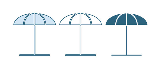 Blue Sun protective umbrella for beach icon isolated on white background. Large parasol for outdoor space. Beach umbrella. Vector © Vadim