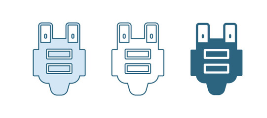 Blue Bulletproof vest for protection from bullets icon isolated on white background. Body armor sign. Military clothing. Vector