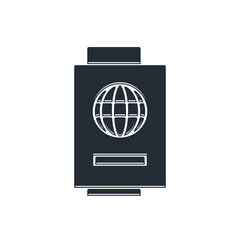 Black Passport with ticket icon isolated on white background. Identification Document. Concept travel and tourism. Vector