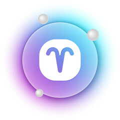White Aries zodiac sign icon isolated on white background. Astrological horoscope collection. Blue and purple gradient circle background. Vector