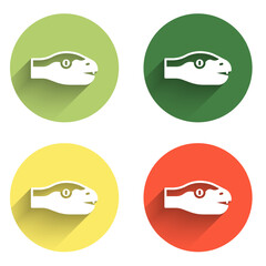 Set Snake icon isolated with long shadow background. Color circle button. Vector