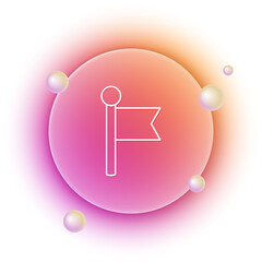 White Flag icon isolated on white background. Location marker symbol. Orange and pink gradient circle background. Vector