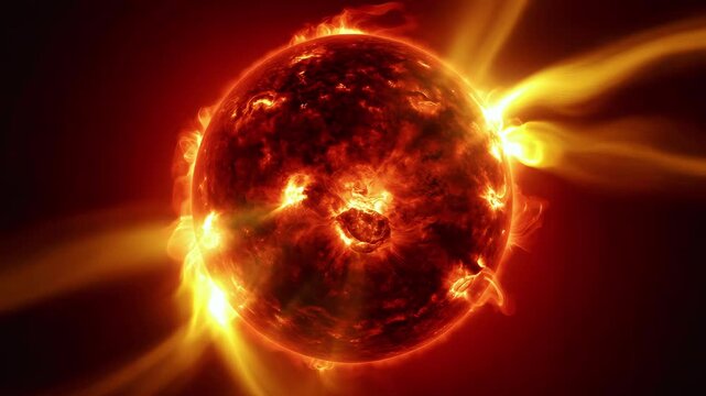 Cinematic Video of the Sun Burning in Deep Space with Solar Flares and Glowing Corona