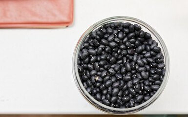 Glass Bowl Filled With Black Beans Showcasing Healthy Legumes