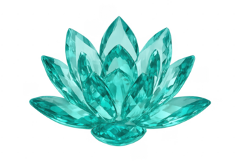 Turquoise crystal lotus flower showing spiritual concepts