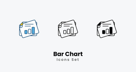 Bar Chart icons vector set stock illustration
